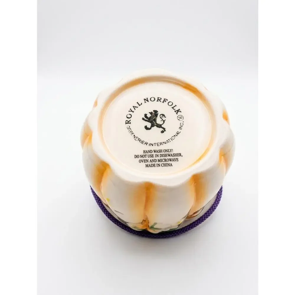 Set of 2 Royal Norfolk Halloween Ceramic Buckets Pots Candy Dishes Rope Handles